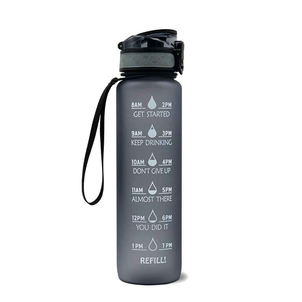 1L Tritan Water Bottle With Time Marker Bounce Cover Motivational Water Bottle Cycling Leakproof Cup For Sports Fitness Bottles - Active Health Gear