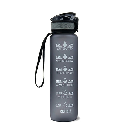 1L Tritan Water Bottle With Time Marker Bounce Cover Motivational Water Bottle Cycling Leakproof Cup For Sports Fitness Bottles - Active Health Gear