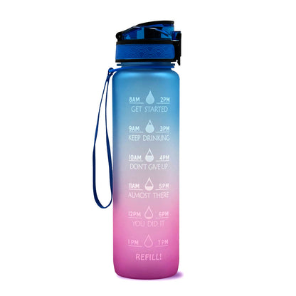 1L Tritan Water Bottle With Time Marker Bounce Cover Motivational Water Bottle Cycling Leakproof Cup For Sports Fitness Bottles - Active Health Gear