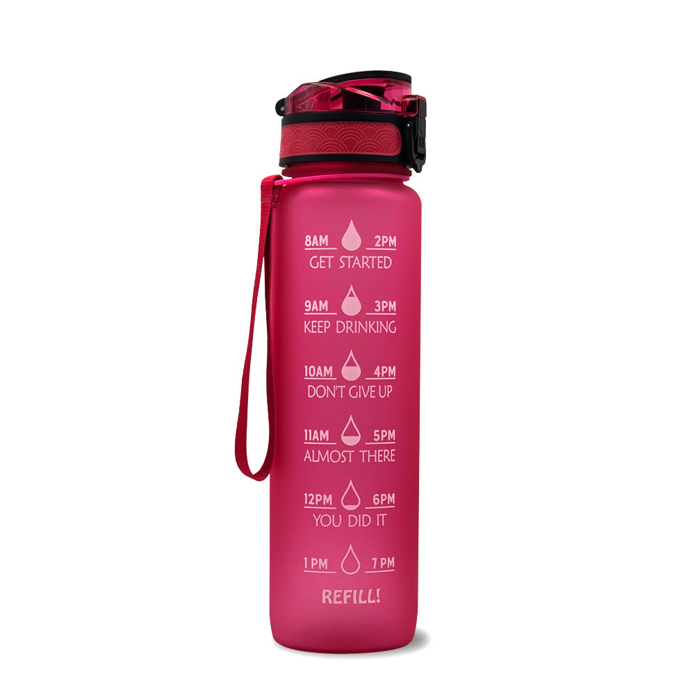 1L Tritan Water Bottle With Time Marker Bounce Cover Motivational Water Bottle Cycling Leakproof Cup For Sports Fitness Bottles - Active Health Gear