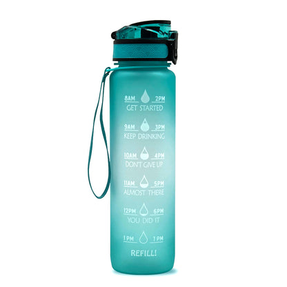 1L Tritan Water Bottle With Time Marker Bounce Cover Motivational Water Bottle Cycling Leakproof Cup For Sports Fitness Bottles - Active Health Gear