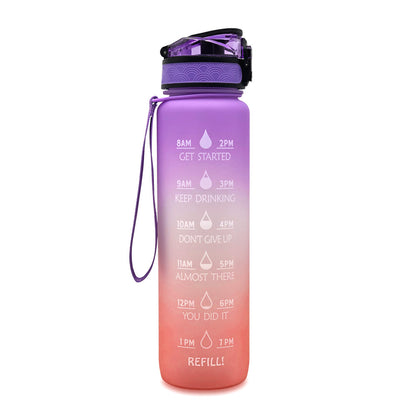 1L Tritan Water Bottle With Time Marker Bounce Cover Motivational Water Bottle Cycling Leakproof Cup For Sports Fitness Bottles - Active Health Gear