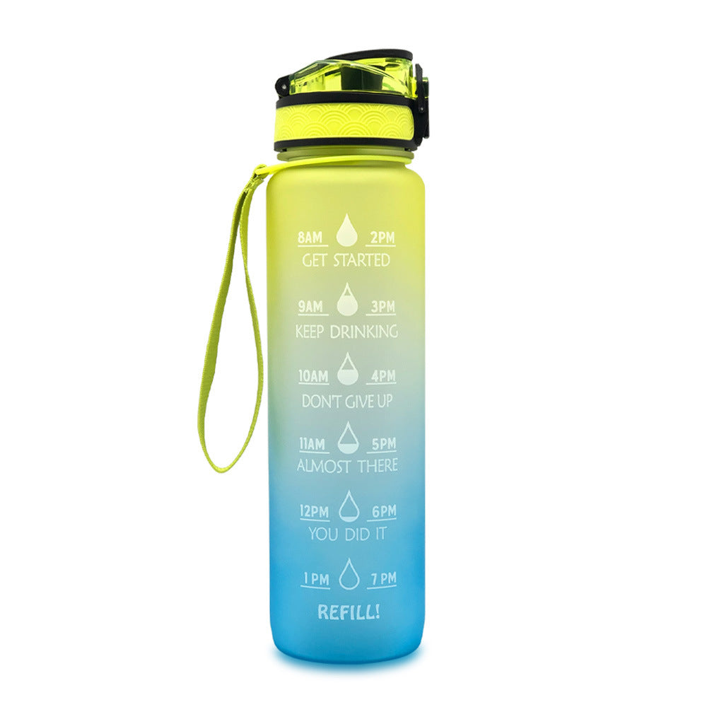1L Tritan Water Bottle With Time Marker Bounce Cover Motivational Water Bottle Cycling Leakproof Cup For Sports Fitness Bottles - Active Health Gear