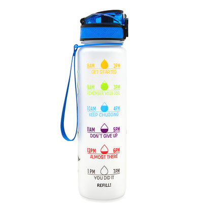 1L Tritan Water Bottle With Time Marker Bounce Cover Motivational Water Bottle Cycling Leakproof Cup For Sports Fitness Bottles - Active Health Gear