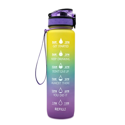 1L Tritan Water Bottle With Time Marker Bounce Cover Motivational Water Bottle Cycling Leakproof Cup For Sports Fitness Bottles - Active Health Gear