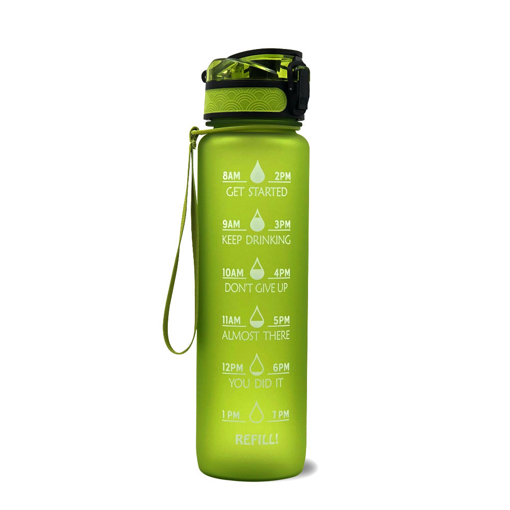 1L Tritan Water Bottle With Time Marker Bounce Cover Motivational Water Bottle Cycling Leakproof Cup For Sports Fitness Bottles - Active Health Gear