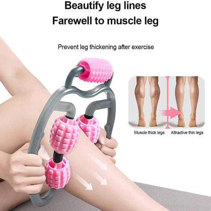U Shape Trigger Point Massage Roller Full Body Massage Tool Arm Leg Neck Muscle Massager 4 Wheels Fitness Device For Sports - Active Health Gear