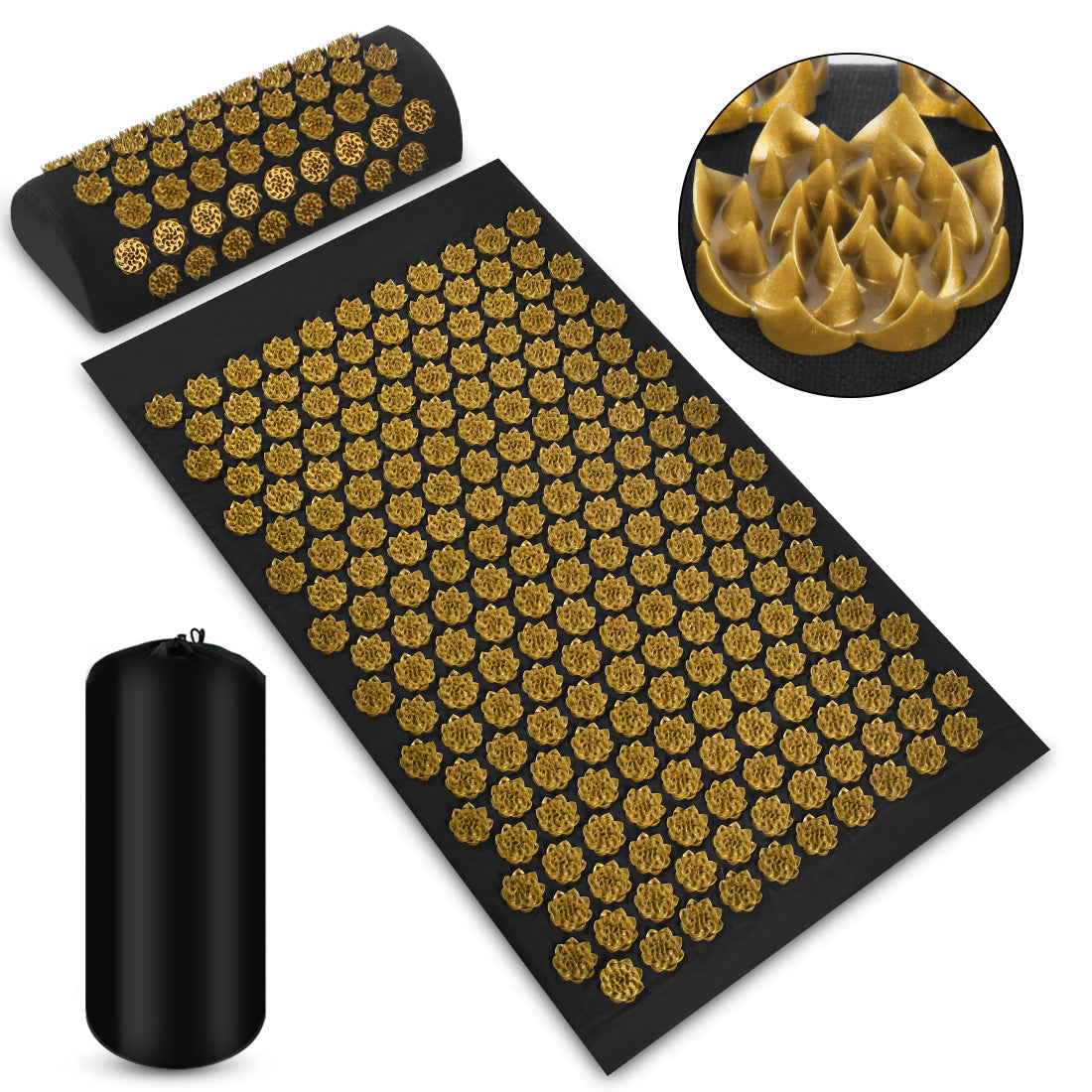 Acupressure Massage Mat With Needles Set Back Massager For Neck Foot Kuznetsov's Applicator Massage Pad Yoga Mat With Pillow - Active Health Gear