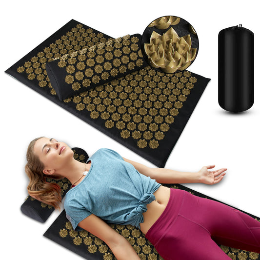 Acupressure Massage Mat With Needles Set Back Massager For Neck Foot Kuznetsov's Applicator Massage Pad Yoga Mat With Pillow - Active Health Gear