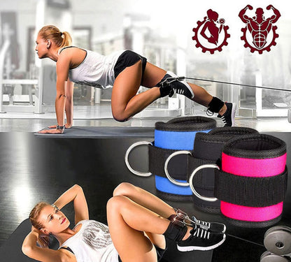 New D-ring Ankle Strap Buckle Adjustable Ankle Weights Gym Leg Ankle Cuffs Power Weight Lifting Fitness Rope 1/2PC - Active Health Gear