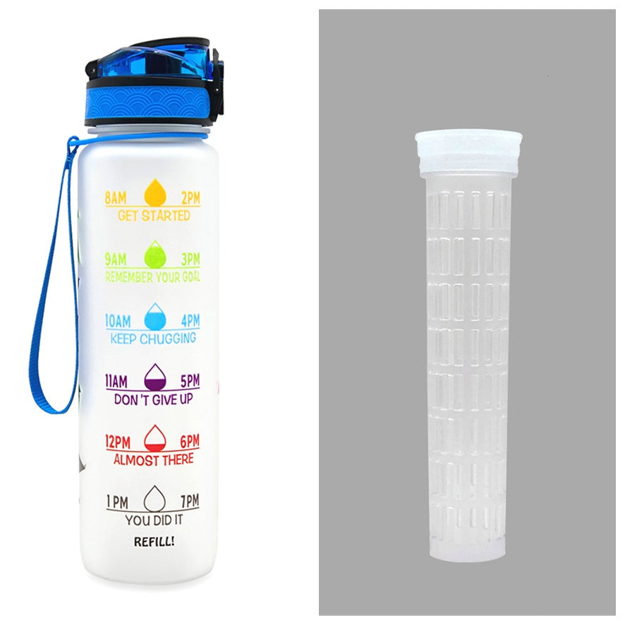 1L Tritan Water Bottle With Time Marker Bounce Cover Motivational Water Bottle Cycling Leakproof Cup For Sports Fitness Bottles - Active Health Gear