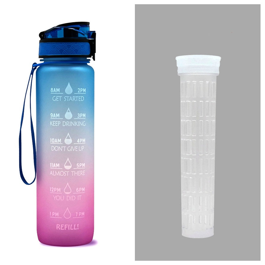 1L Tritan Water Bottle With Time Marker Bounce Cover Motivational Water Bottle Cycling Leakproof Cup For Sports Fitness Bottles - Active Health Gear