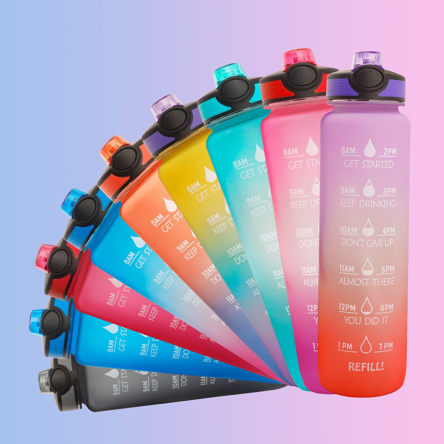1L Tritan Water Bottle With Time Marker Bounce Cover Motivational Water Bottle Cycling Leakproof Cup For Sports Fitness Bottles - Active Health Gear