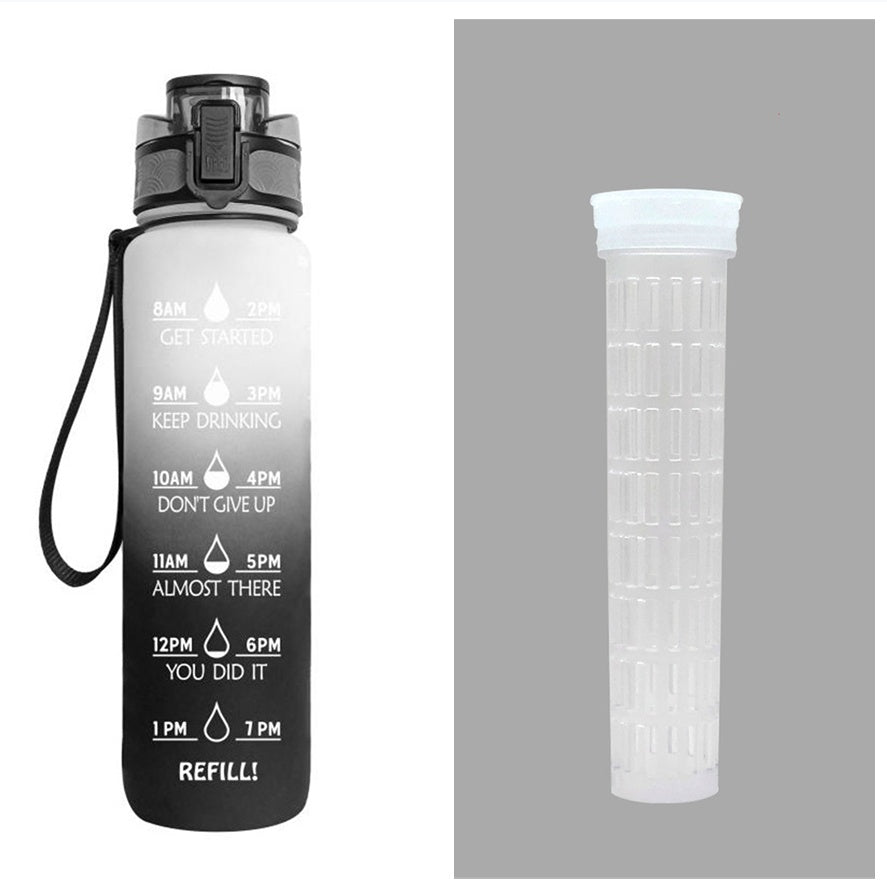 1L Tritan Water Bottle With Time Marker Bounce Cover Motivational Water Bottle Cycling Leakproof Cup For Sports Fitness Bottles - Active Health Gear