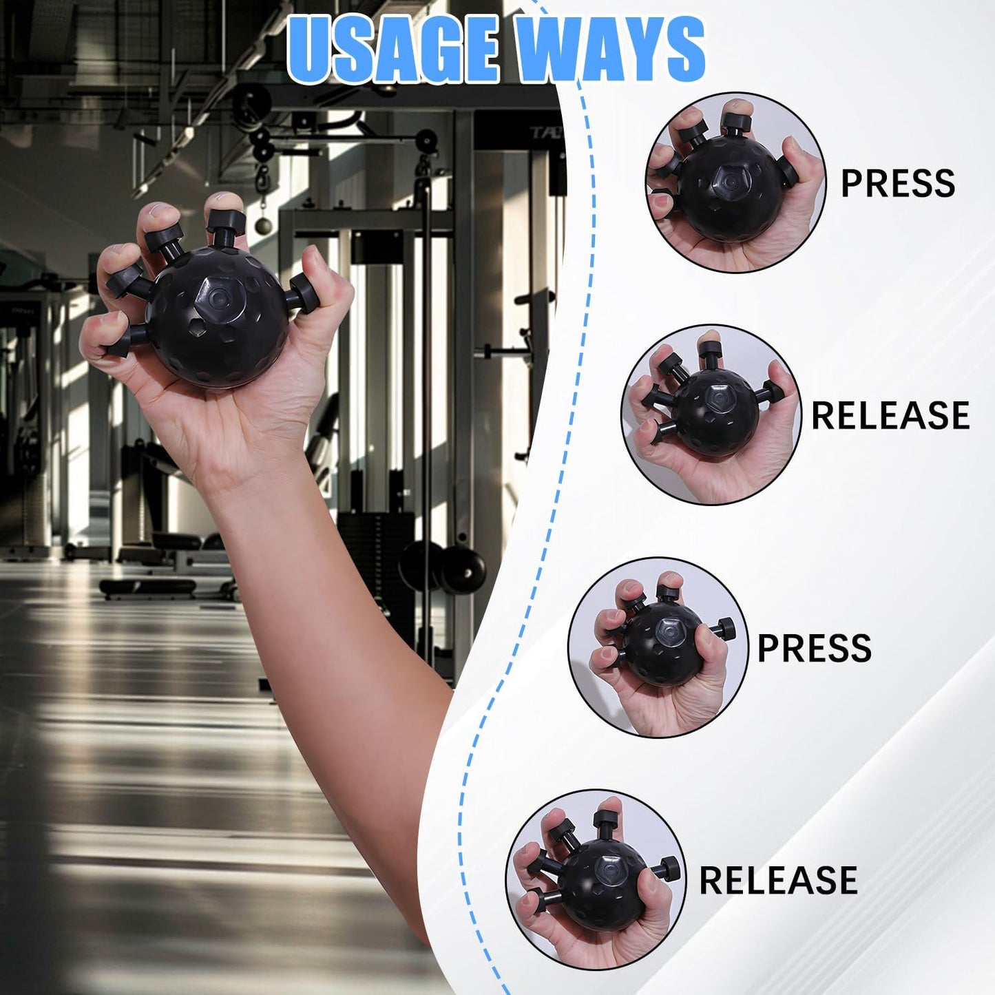 Gym Finger Hand Strengthener Grip Adjustable Resistance Hand Balls Gripper Exerciser For Forearm Strength Climbing Training - Active Health Gear