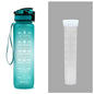 1L Tritan Water Bottle With Time Marker Bounce Cover Motivational Water Bottle Cycling Leakproof Cup For Sports Fitness Bottles - Active Health Gear