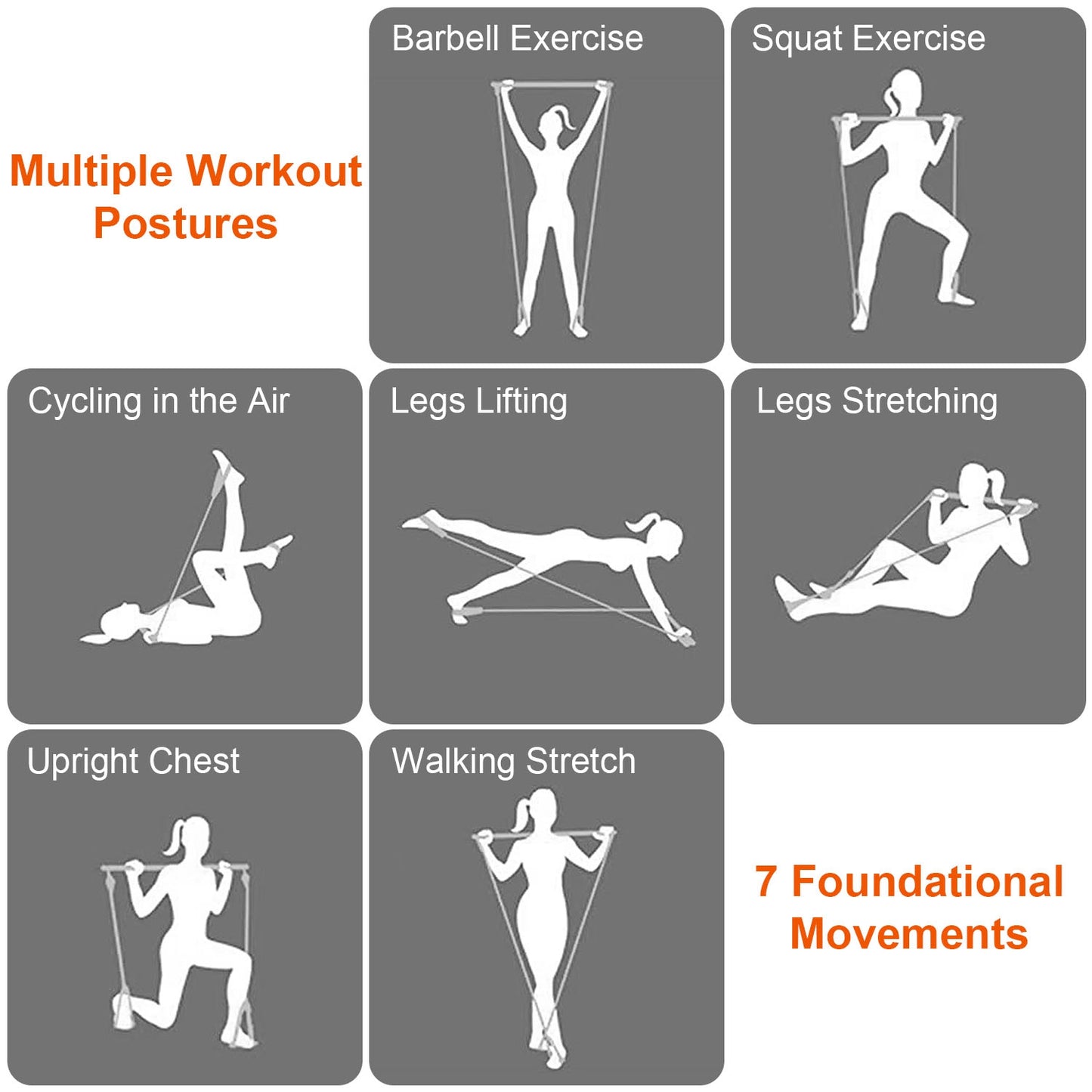 100LBS OR 180LBS Band Options - 1Pc Pilates Bar Kit Multifunctional Pilates Yoga Toning Bar Full Body Exercise Equipment Set For Beginners Intermediates Professionals 4 Elastic Resistance Bands - Active Health Gear