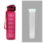 1L Tritan Water Bottle With Time Marker Bounce Cover Motivational Water Bottle Cycling Leakproof Cup For Sports Fitness Bottles - Active Health Gear