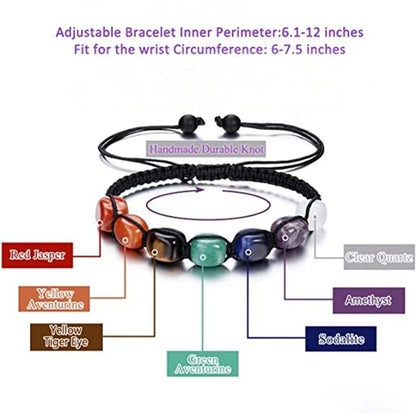 Classic 7 Chakra Beads Bracelet Natural Stone Black Rope Braided Yoga Reiki Healing Balance Bracelets & Bangles Meditation Gift - Active Health Gear