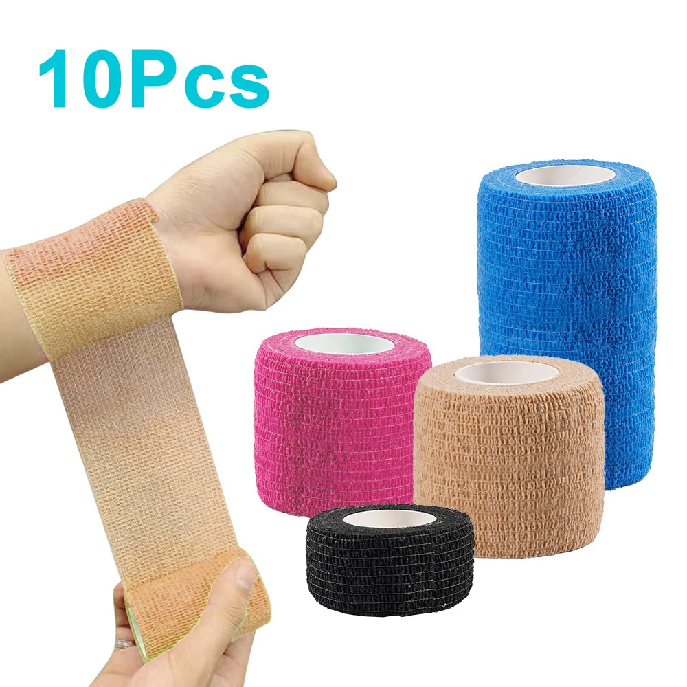 10 Rolls Athletic Wrap Tape Self Adhesive Elastic Bandage Elastoplast Sports Protector Knee Finger Shoulder Tattoo Accessories - Active Health Gear