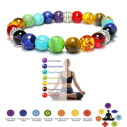 Classic 7 Chakra Beads Bracelet Natural Stone Black Rope Braided Yoga Reiki Healing Balance Bracelets & Bangles Meditation Gift - Active Health Gear