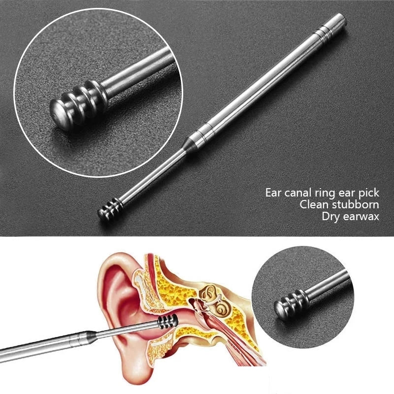 6Pcs/set ear cleaner Ear Wax Pickers Stainless Steel Earpick Wax Remover piercing kit earwax Curette Spoon Care Ear Clean Tools - Active Health Gear