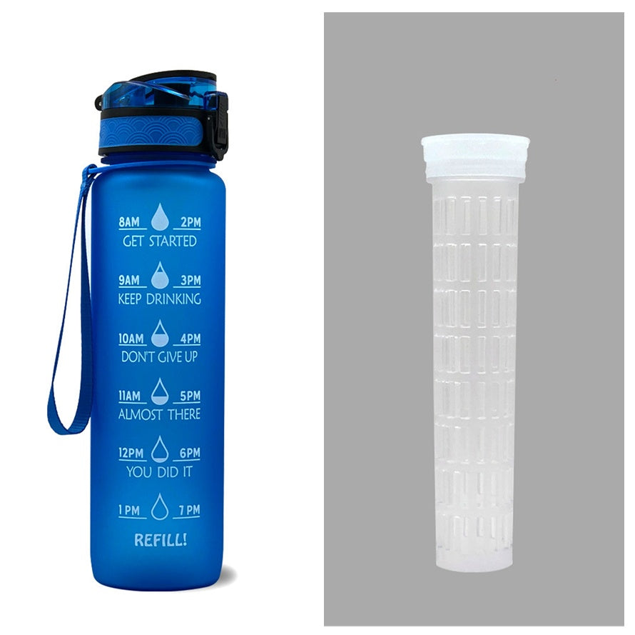1L Tritan Water Bottle With Time Marker Bounce Cover Motivational Water Bottle Cycling Leakproof Cup For Sports Fitness Bottles - Active Health Gear