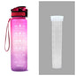1L Tritan Water Bottle With Time Marker Bounce Cover Motivational Water Bottle Cycling Leakproof Cup For Sports Fitness Bottles - Active Health Gear