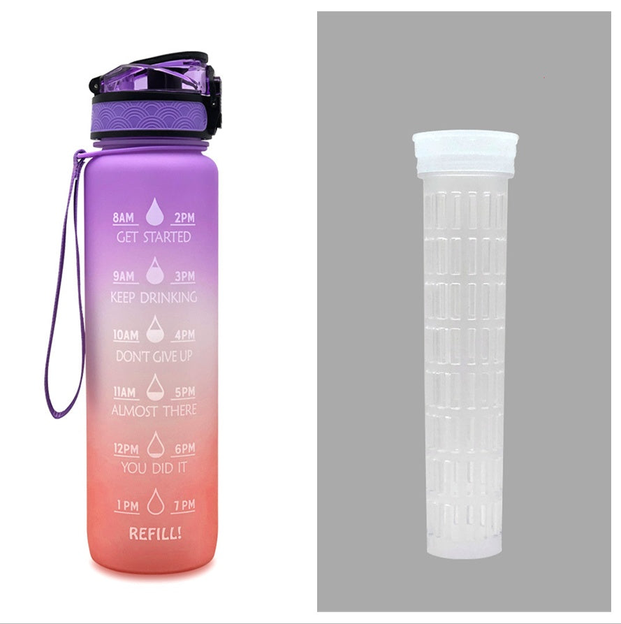 1L Tritan Water Bottle With Time Marker Bounce Cover Motivational Water Bottle Cycling Leakproof Cup For Sports Fitness Bottles - Active Health Gear